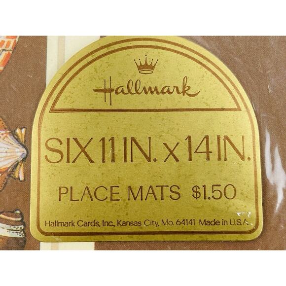 Vintage Hallmark 6 Paper Placemats Seashells Retro Beach Brown 11” X 14” Unused - Picture 3 of 10
